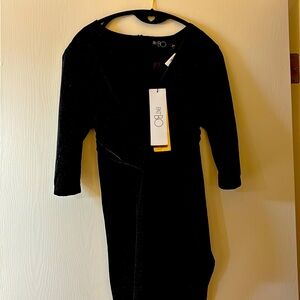 PatBO Black Shimmer Velvet Cocktail Dress